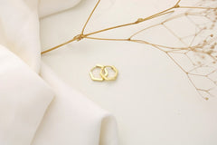Sterling Silver Hexagon hoops - gold hexagon huggies - geometric huggies - gifts for her - everyday earrings - unique huggies - plain huggie