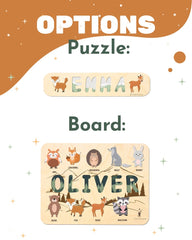 Baby Name Puzzle, Wooden Puzzle With Pegs, Personalized First Birthday Gifts for Kids, Woodland Nursery, Montessori Toys for Toddler, Child