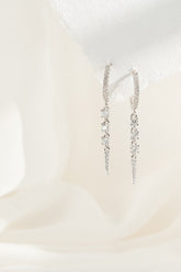 Huggies with charm - spike dangle huggies - silver charm huggies - edgy dainty earrings - gold dagger earrings - pave spike drop earrings