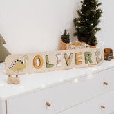 Wooden Name Puzzle First Birthday Gift for Baby Boy Cars Theme Toys Police and Fire Cars Montessori Puzzle for Toddler Birthday Gift