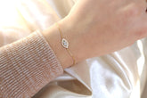Sterling Silver / 14kt Gold plated marquise cubic zirconia eye bracelet | subtle evil eye | marquise gemstone bracelet | stackable bracelet
