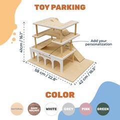 Toddler Boy Wooden Toy Car Garage, Toy Cars with Toy Car Wash, Toy Parking Garage Car Ramp, Baby Toy Garage with Gas Station, Birthday Gift