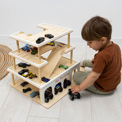 Toy Car Parking Garage, Wooden Garage, Personalized Toys for Boys, Toy Garage Car Ramp, Toddler Birthday Gift, Montessori Toy Car Storage