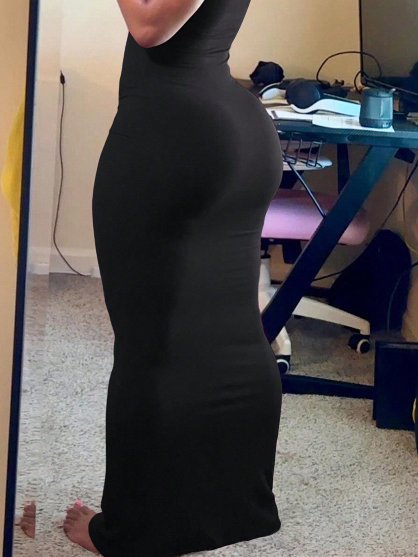 SHEIN Women's Fashion Solid Color Short Sleeve Summer Dress