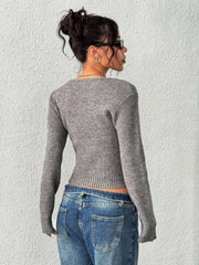 INAWLY Women Solid Color Long Sleeve Slim Fit Knit Top, Versatile