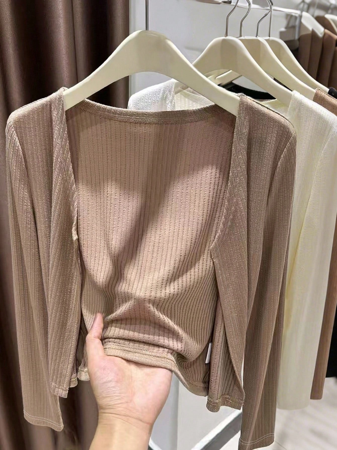 INAWLY Women's Fashionable Casual Solid Color Romantic Minimalist Cardigan