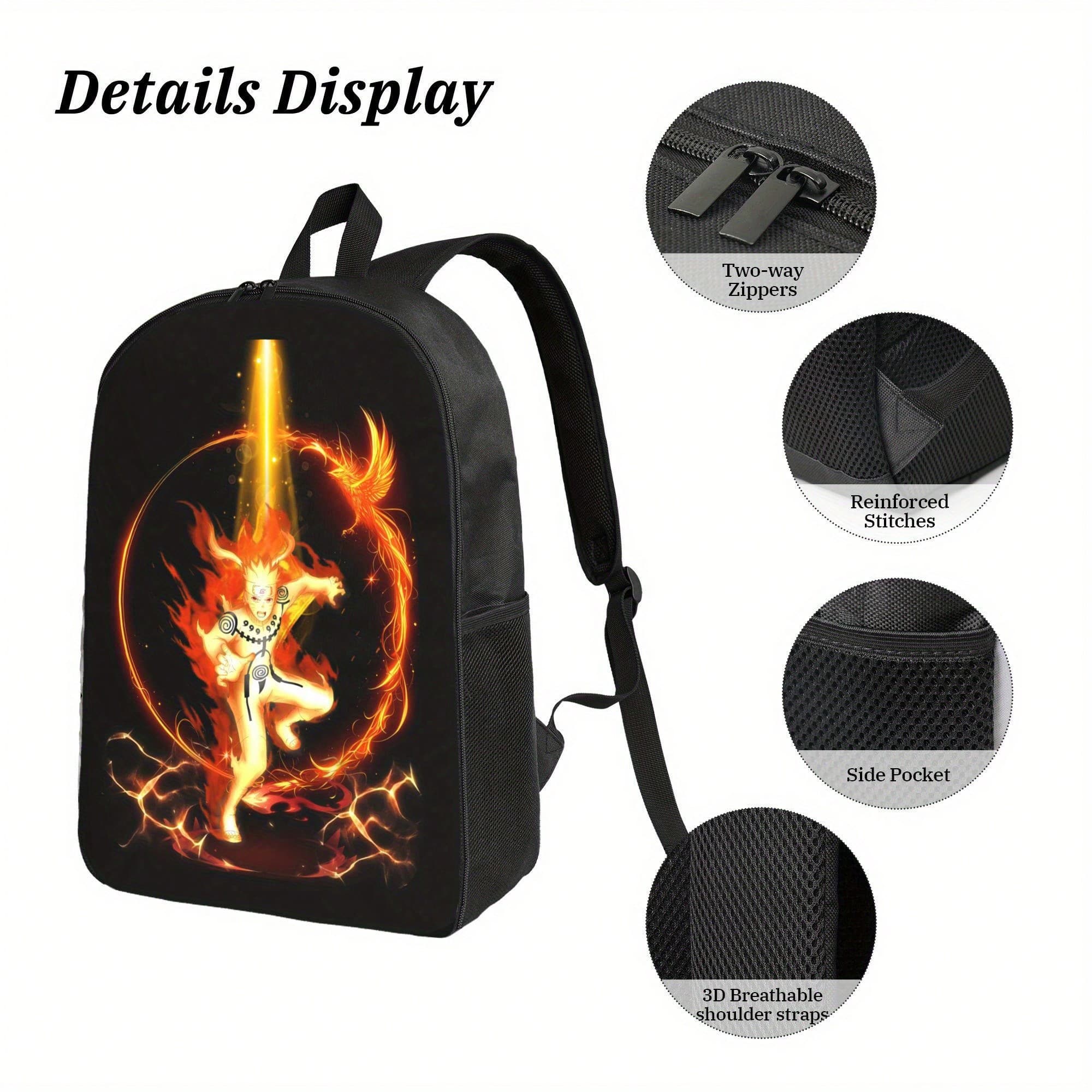 Backpack With Adjustable Shoulder Straps - Lightweight School Bag, Zipper Closure, Anime  Graphic Print In Black/Orange/ - Durable Nylon Backpack For Teens, College, Travel - Perfect Back-To-School, Halloween, Christmas, Thanksgiving Gift, Backpack For Sc