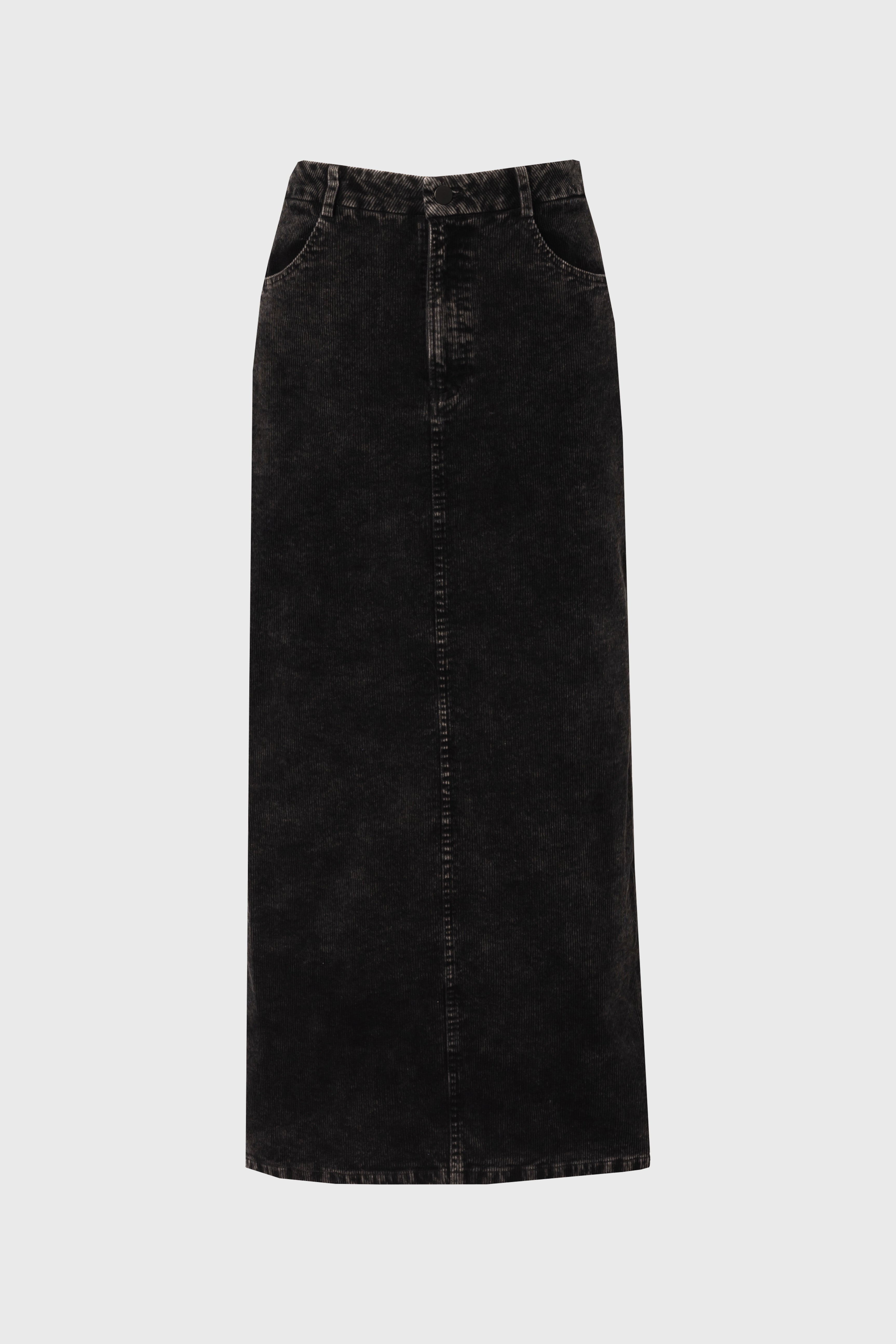 Black Wash Corduroy Skirt