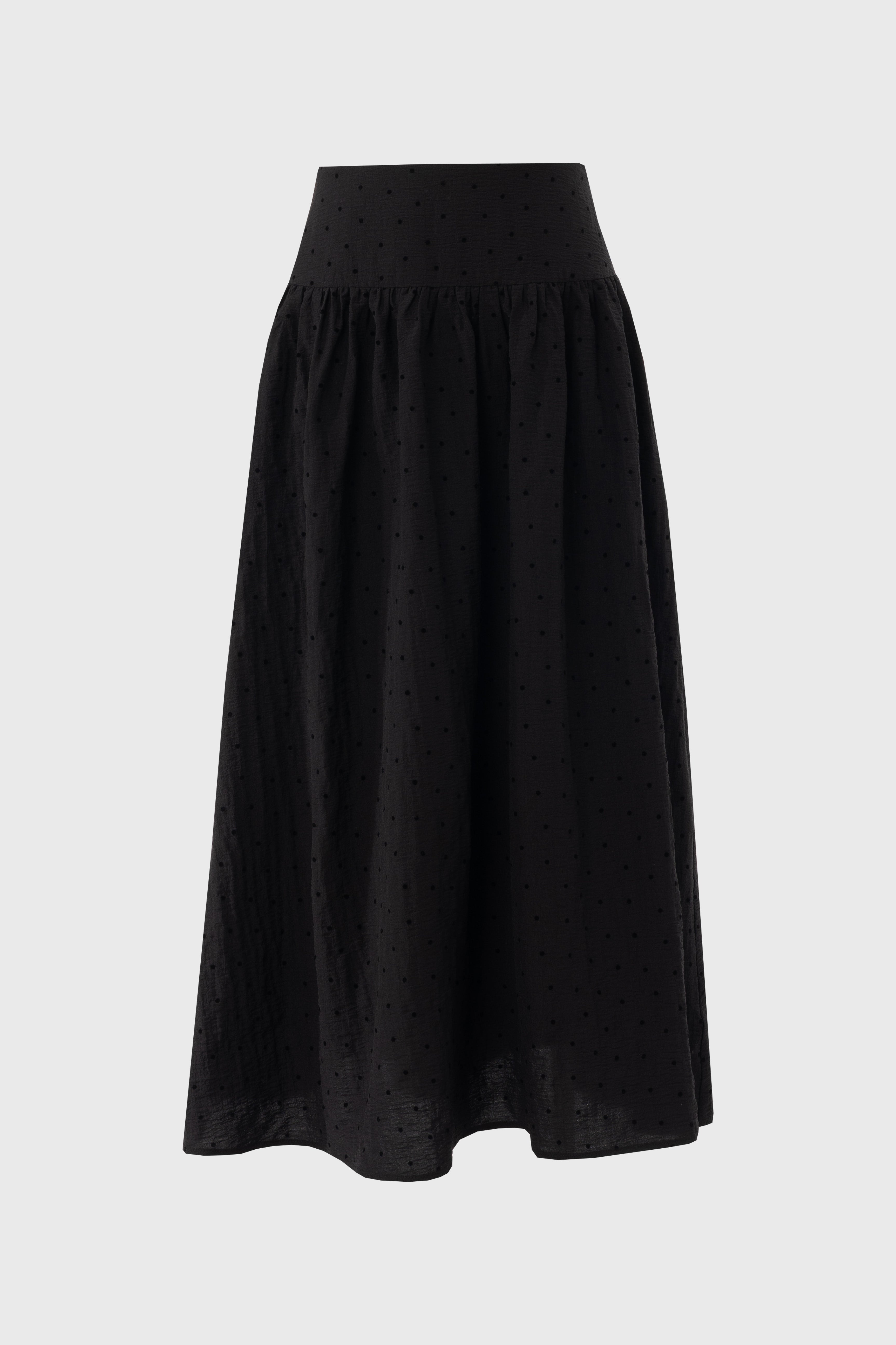 Black Velvet Dot Maxi Skirt