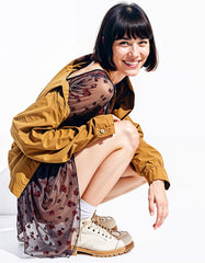 Short Dress with Waffle Texture and Print