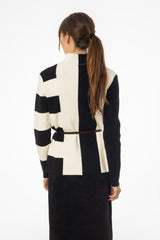 Black & White Knit Turtleneck Sweater