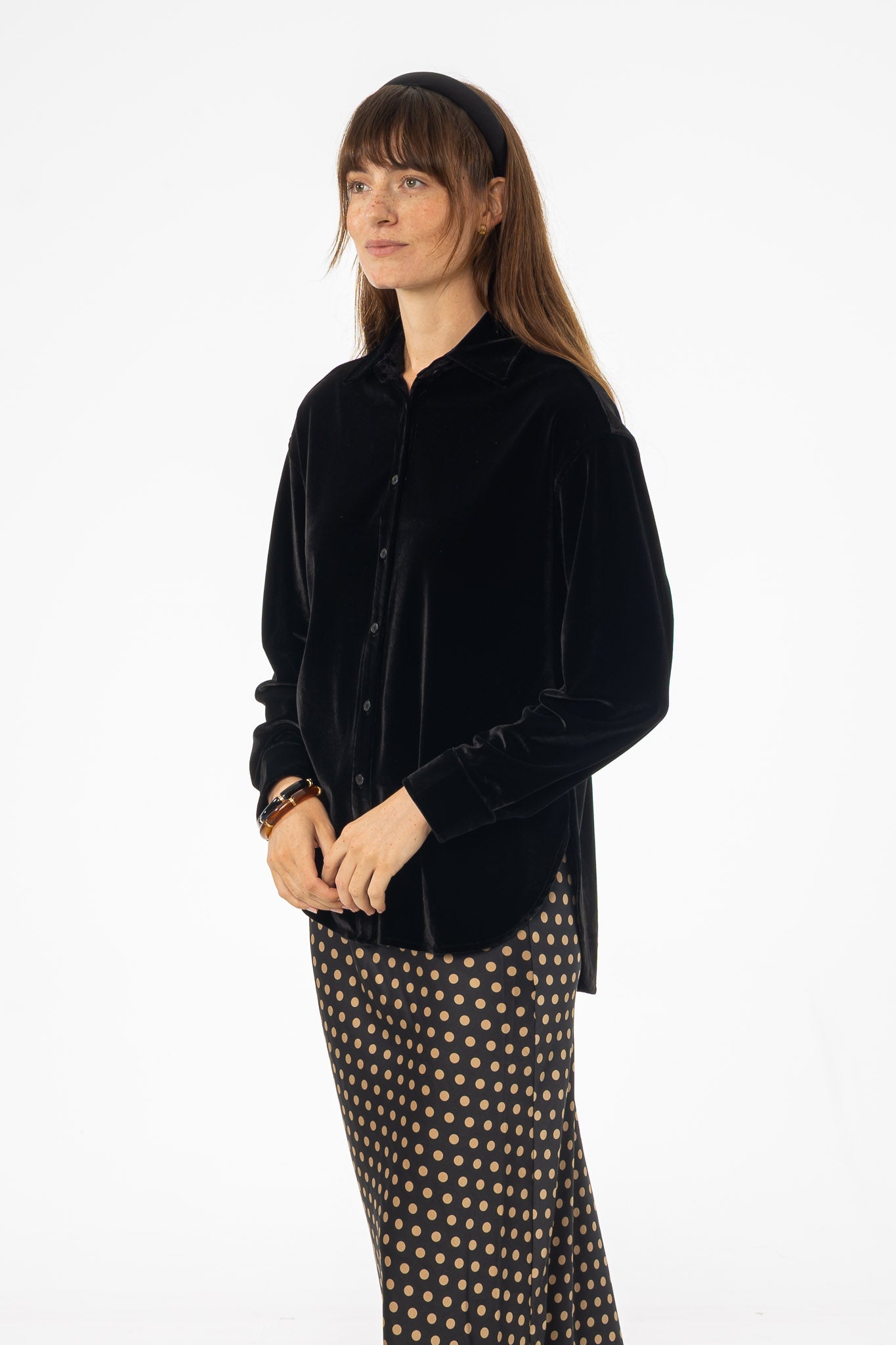 Black Oversized Velour Blouse