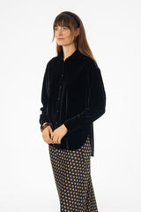 Black Oversized Velour Blouse