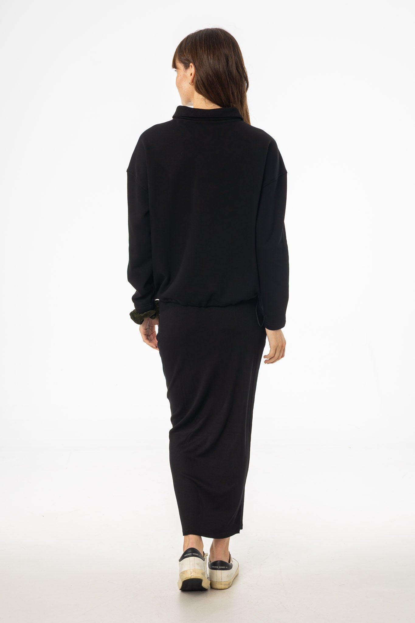 Black Ribbed Skirt Legging