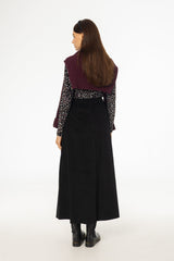 Black Cargo Corduroy Maxi Skirt