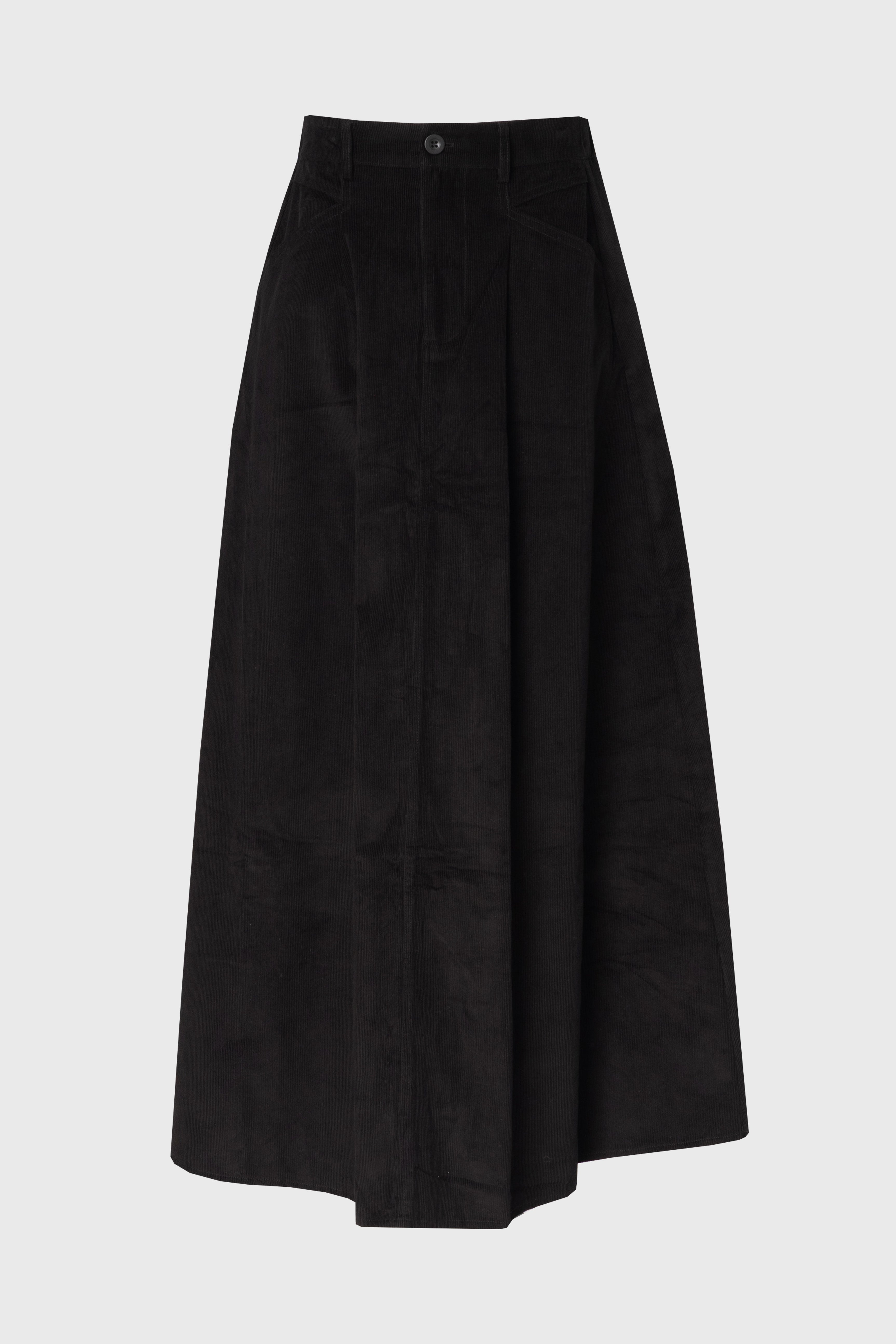 Black Cargo Corduroy Maxi Skirt