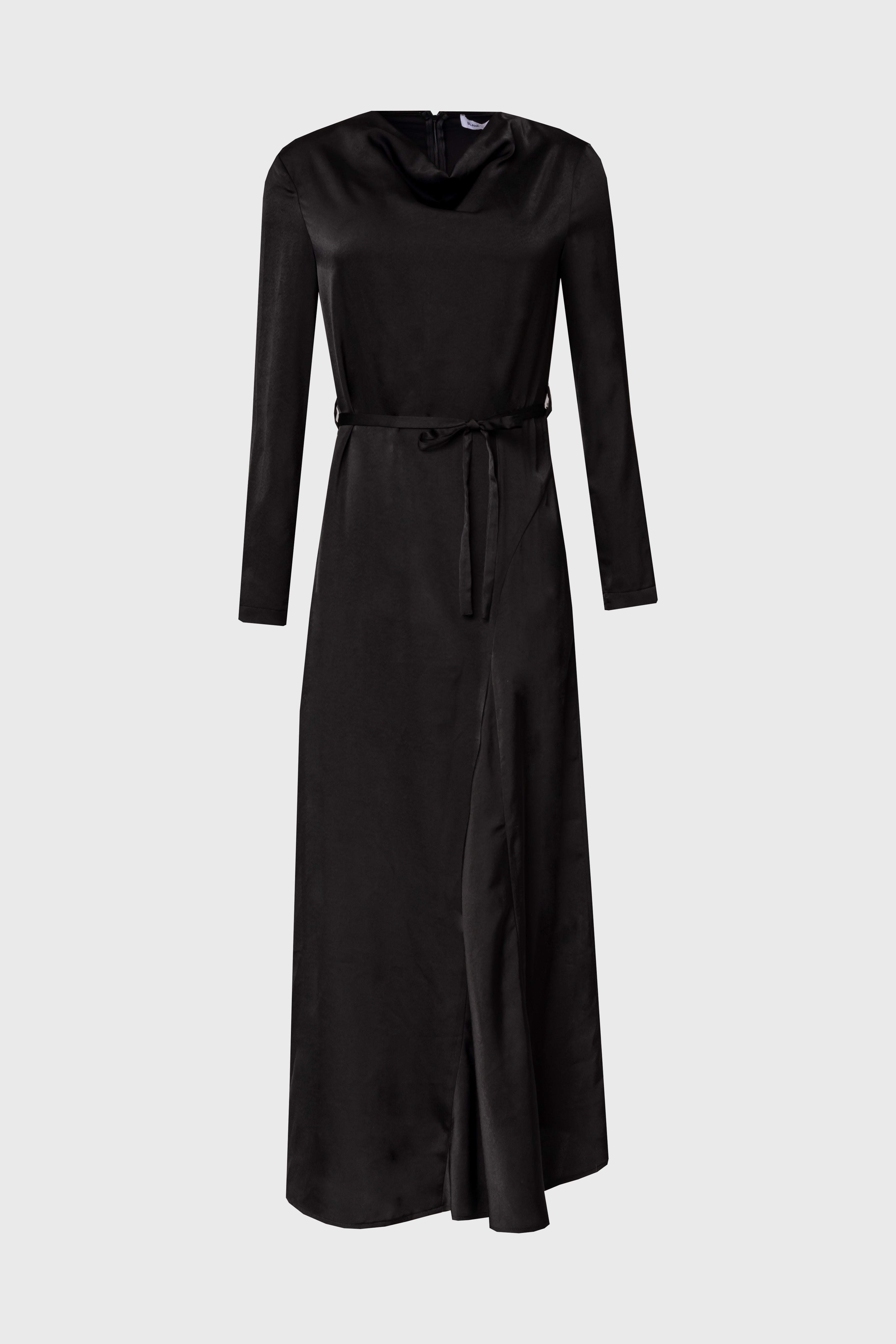 Black Draped Neck Maxi Dress