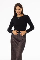 Black Faux Shrug Knit Top