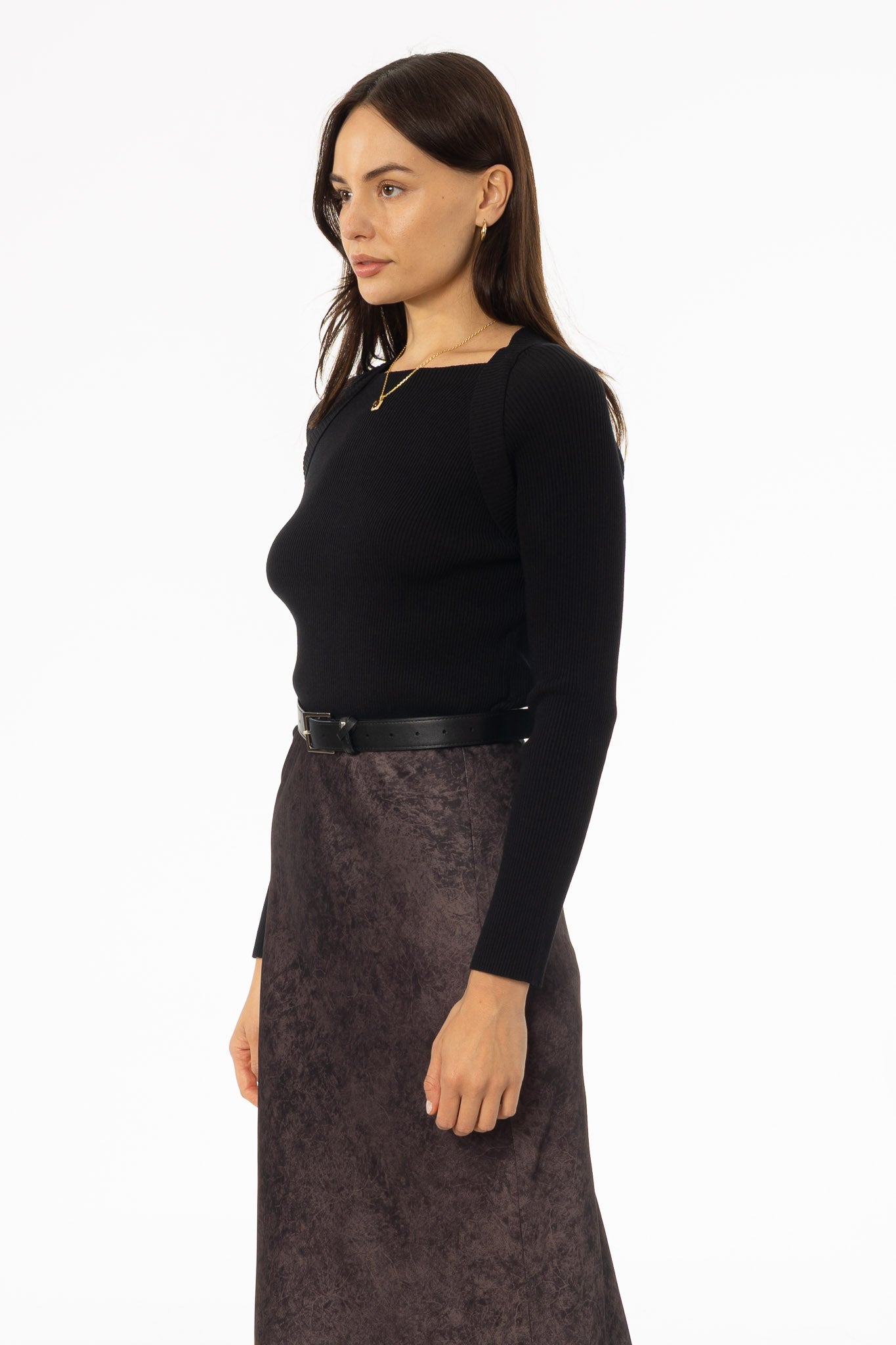 Black Faux Shrug Knit Top