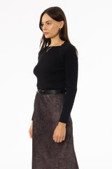 Black Faux Shrug Knit Top