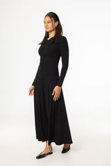 Black Front Ruched Maxi Dress