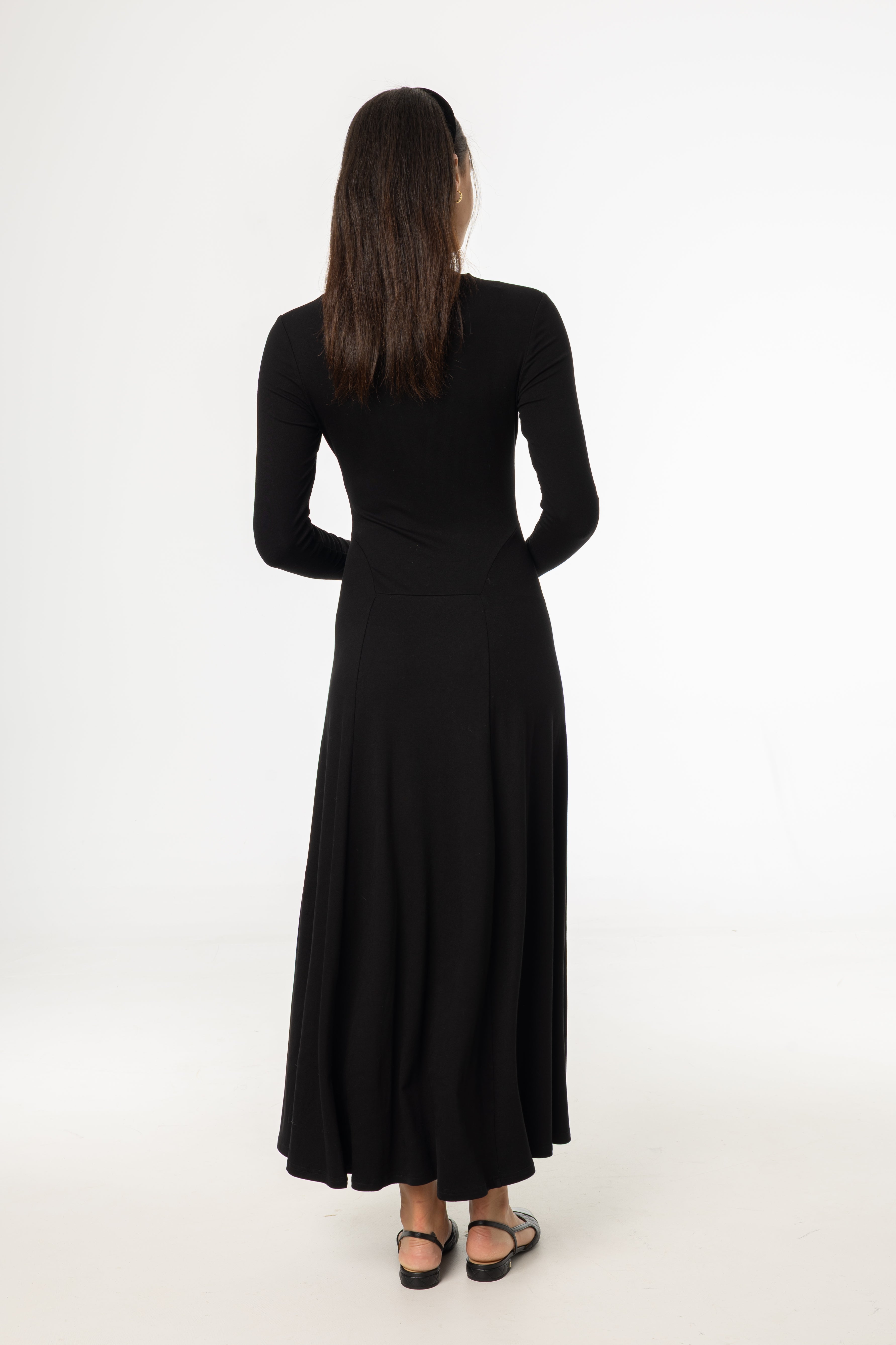 Black Front Ruched Maxi Dress