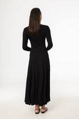 Black Front Ruched Maxi Dress