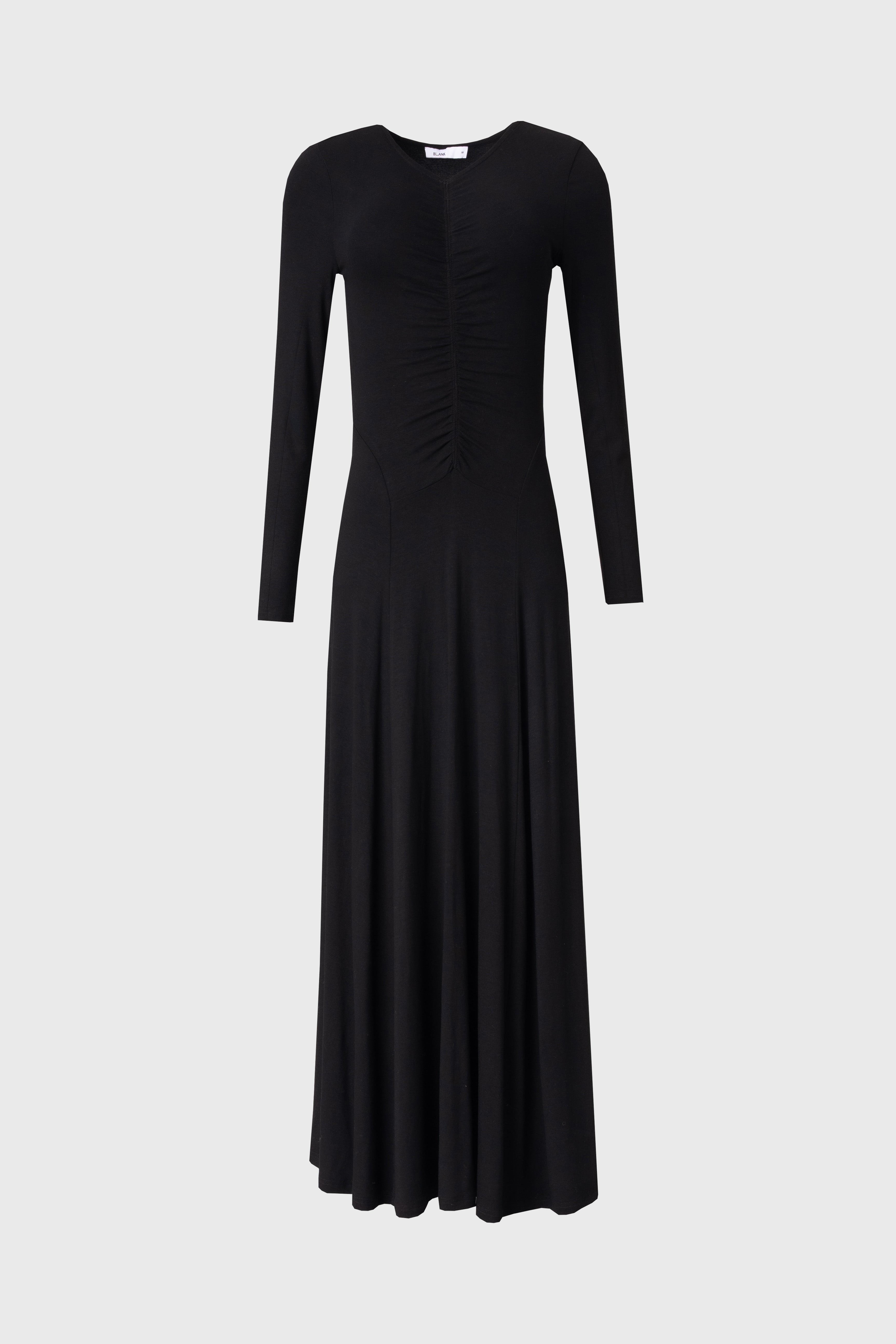 Black Front Ruched Maxi Dress