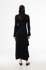 Black Ruffle Knit Dress