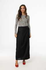 Black Linen Wrap Skirt