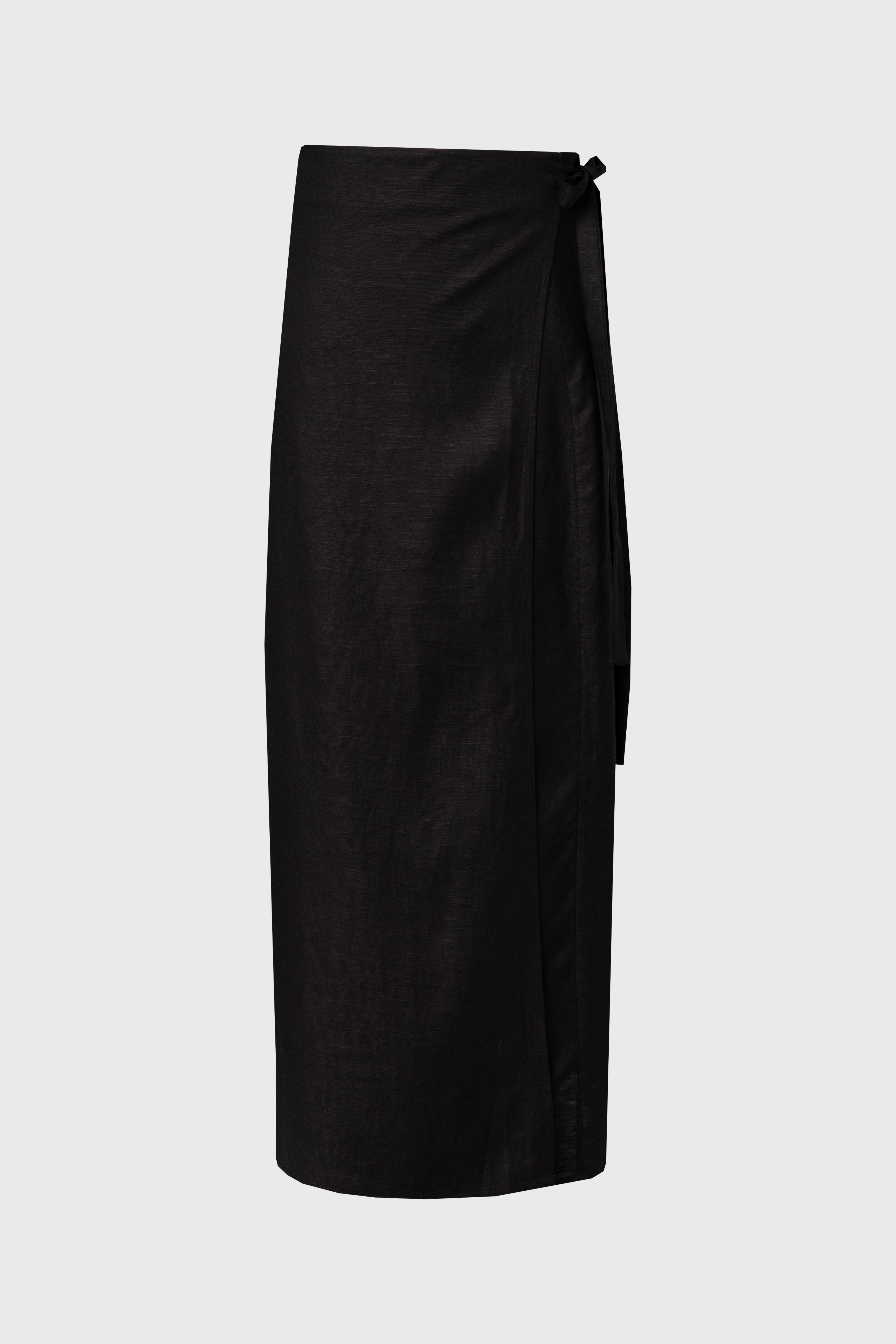 Black Linen Wrap Skirt