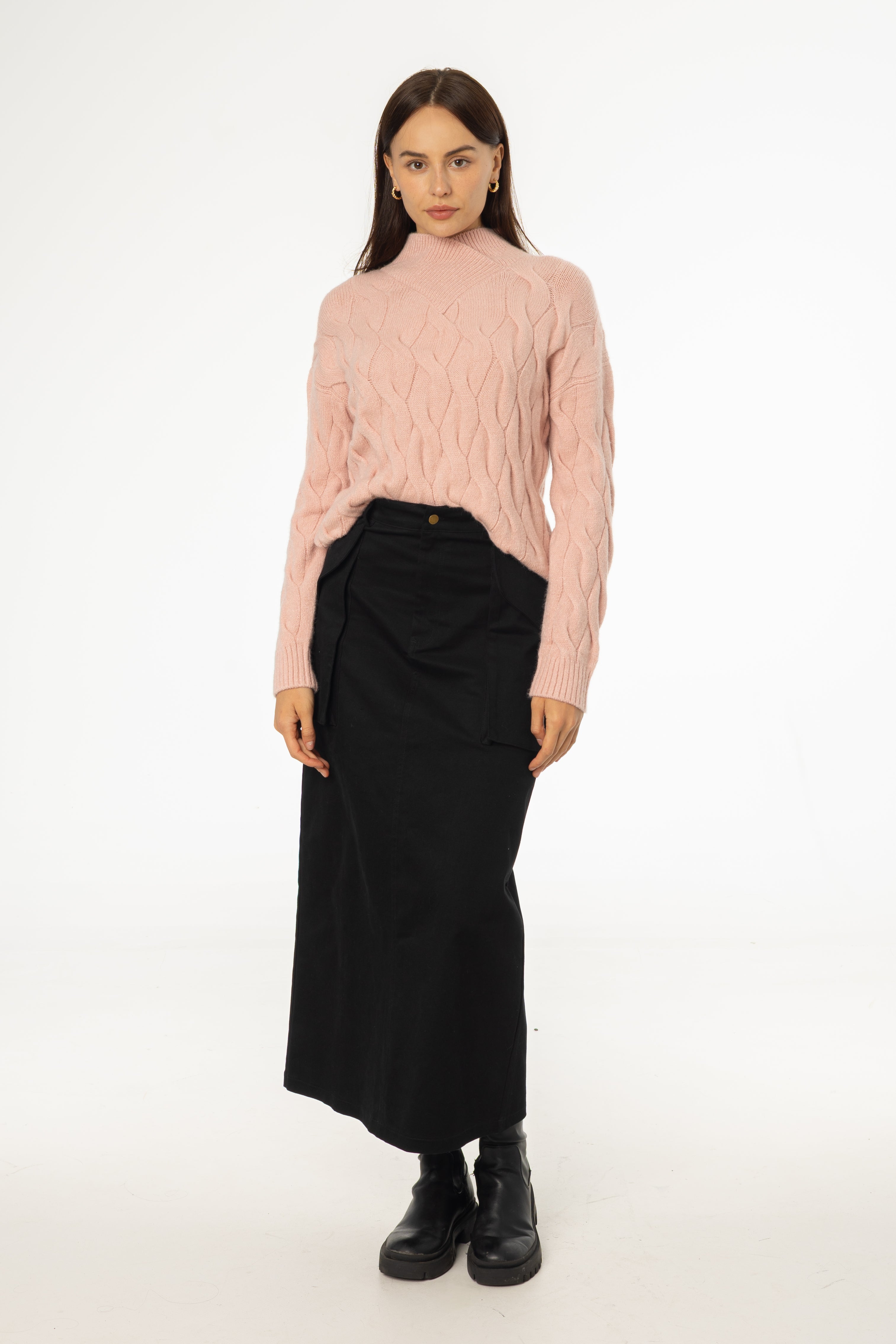 Black Pocket Cargo Skirt
