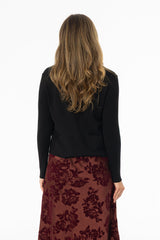 Black Ribbed Sleeve Cardigan