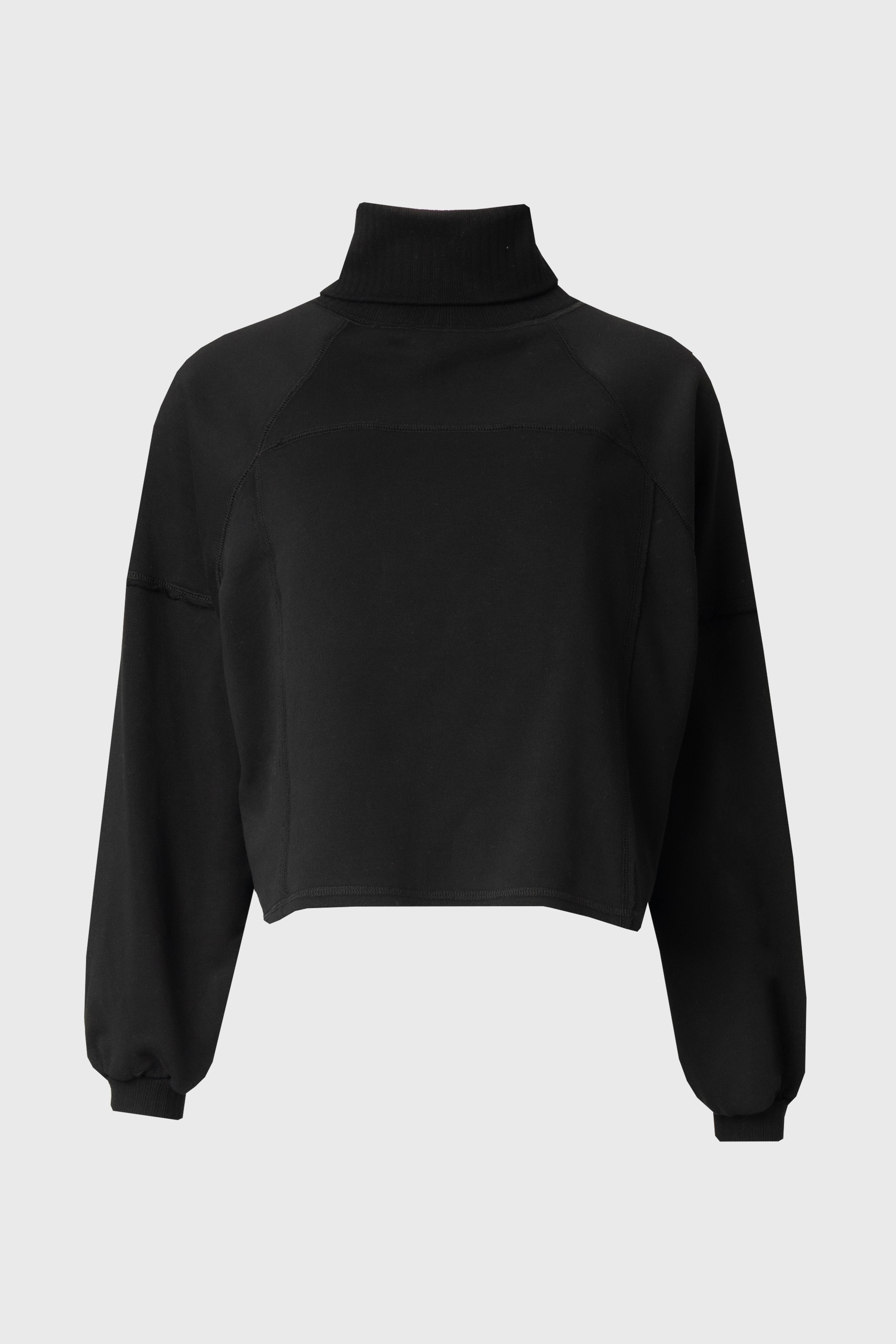 Black Ribbed Turtleneck Sweatshirt
