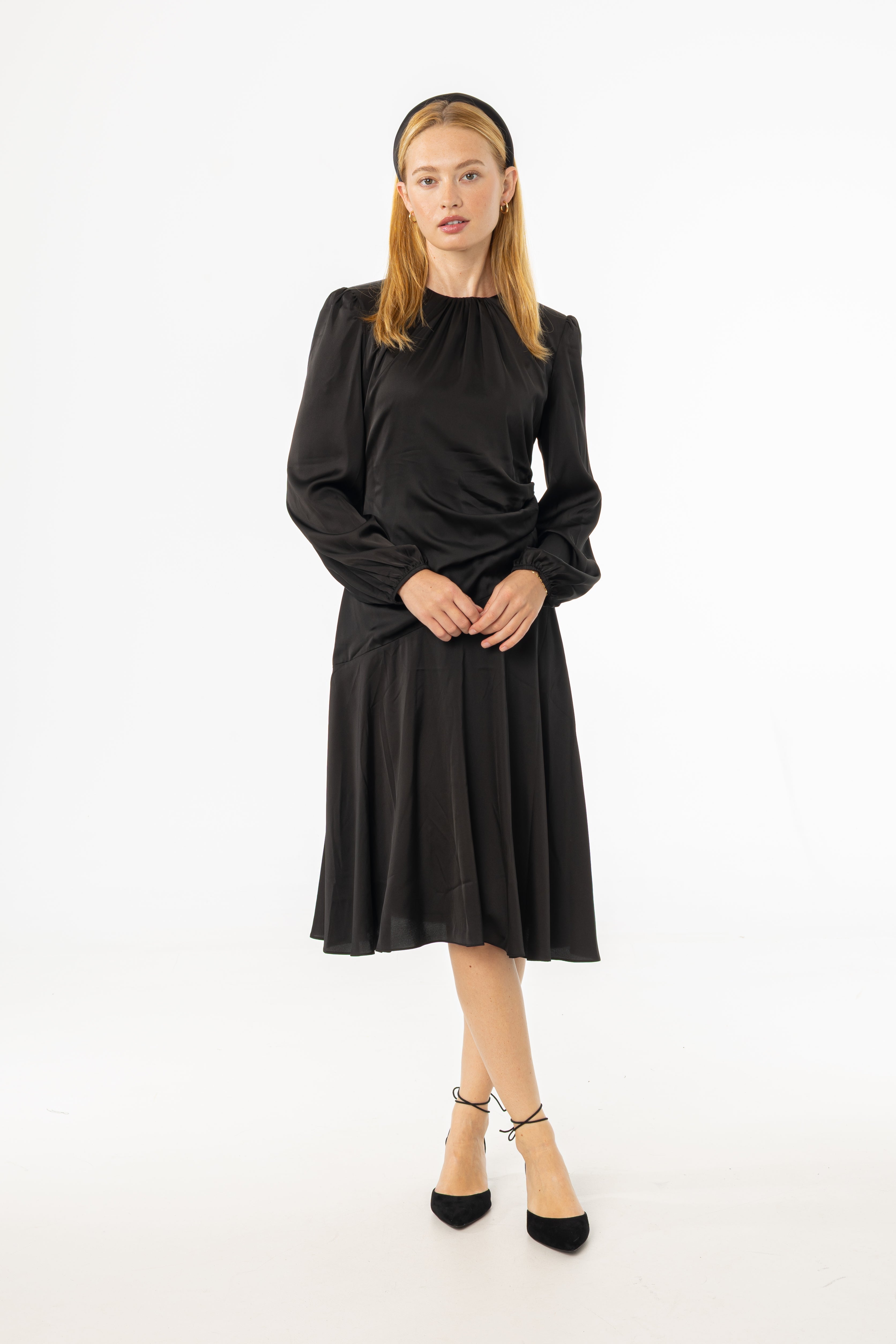 Black Side Draped Dress