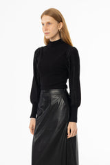 Black Sparkle Balloon Sleeve Sweater