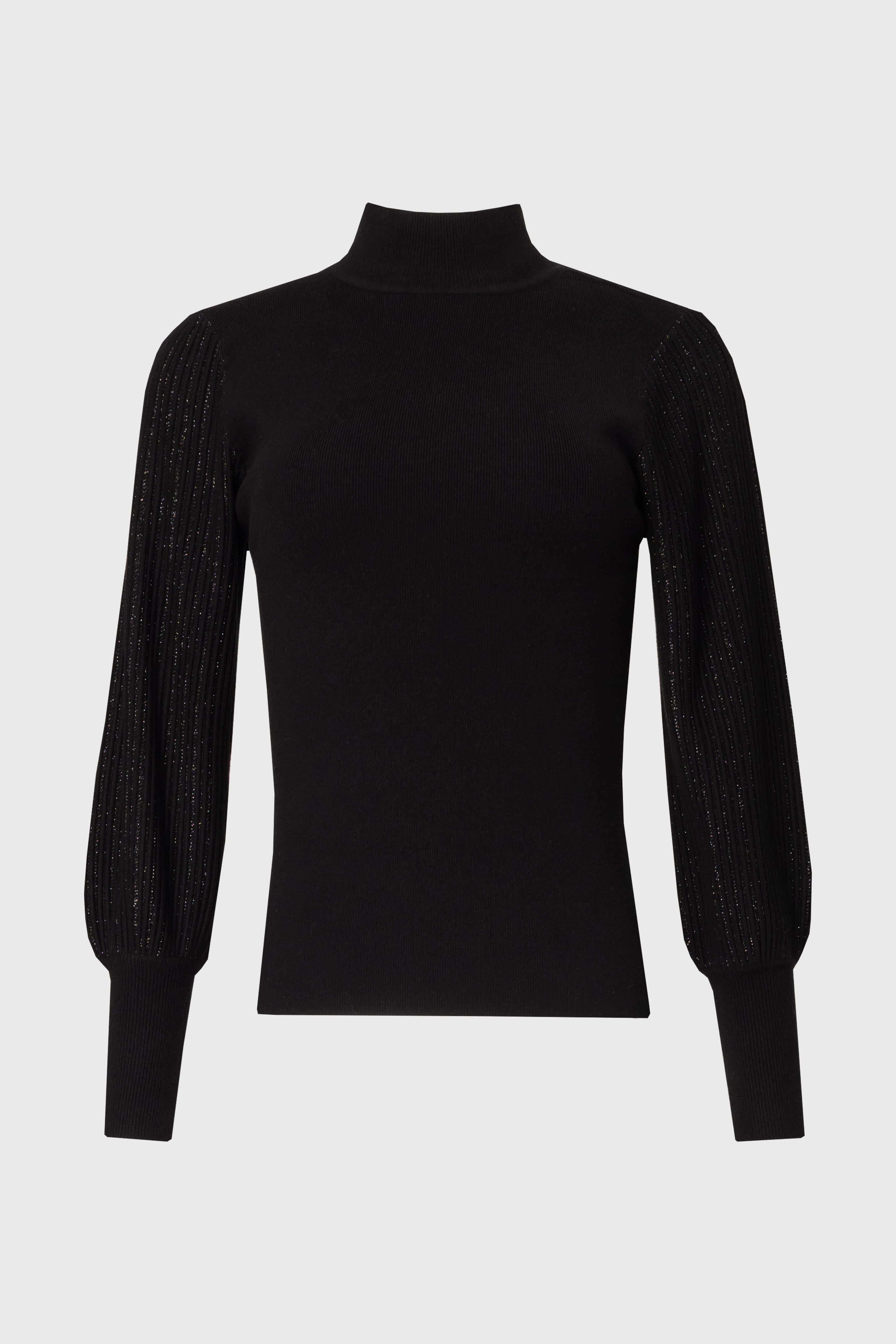 Black Sparkle Balloon Sleeve Sweater