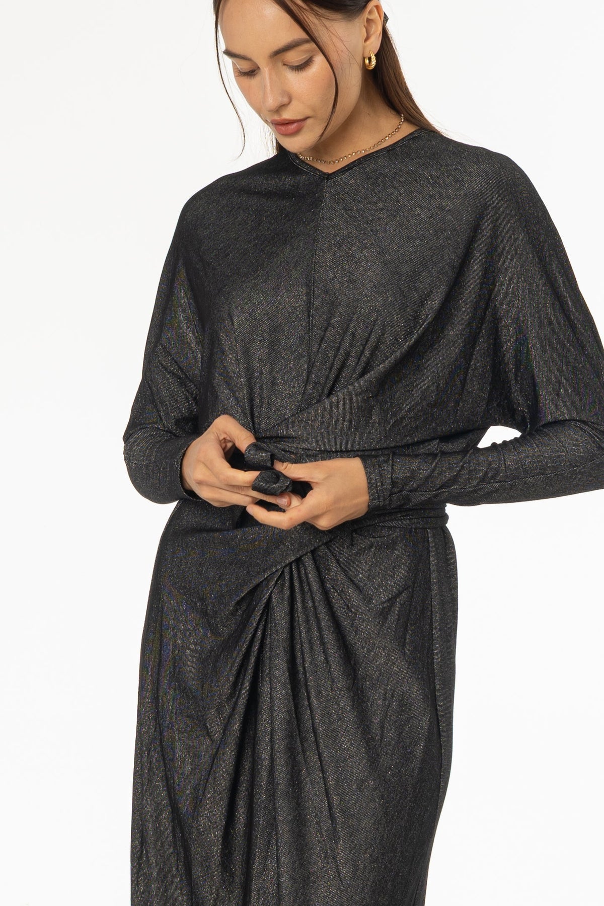 Black Sparkle Tie Wrap Maxi