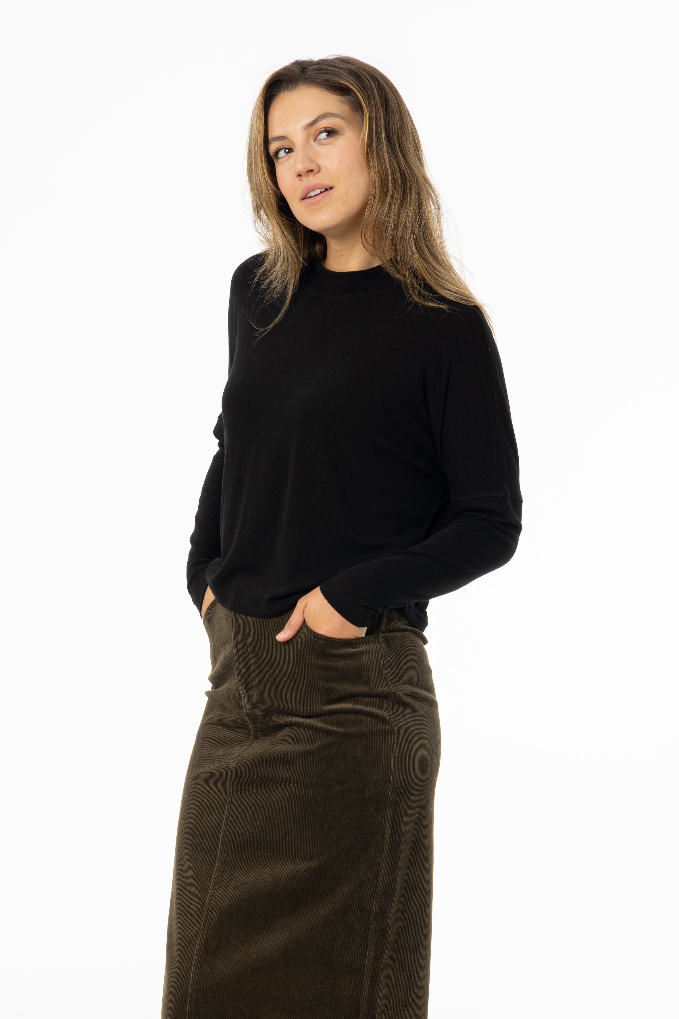 Black Swing Mock Neck Top