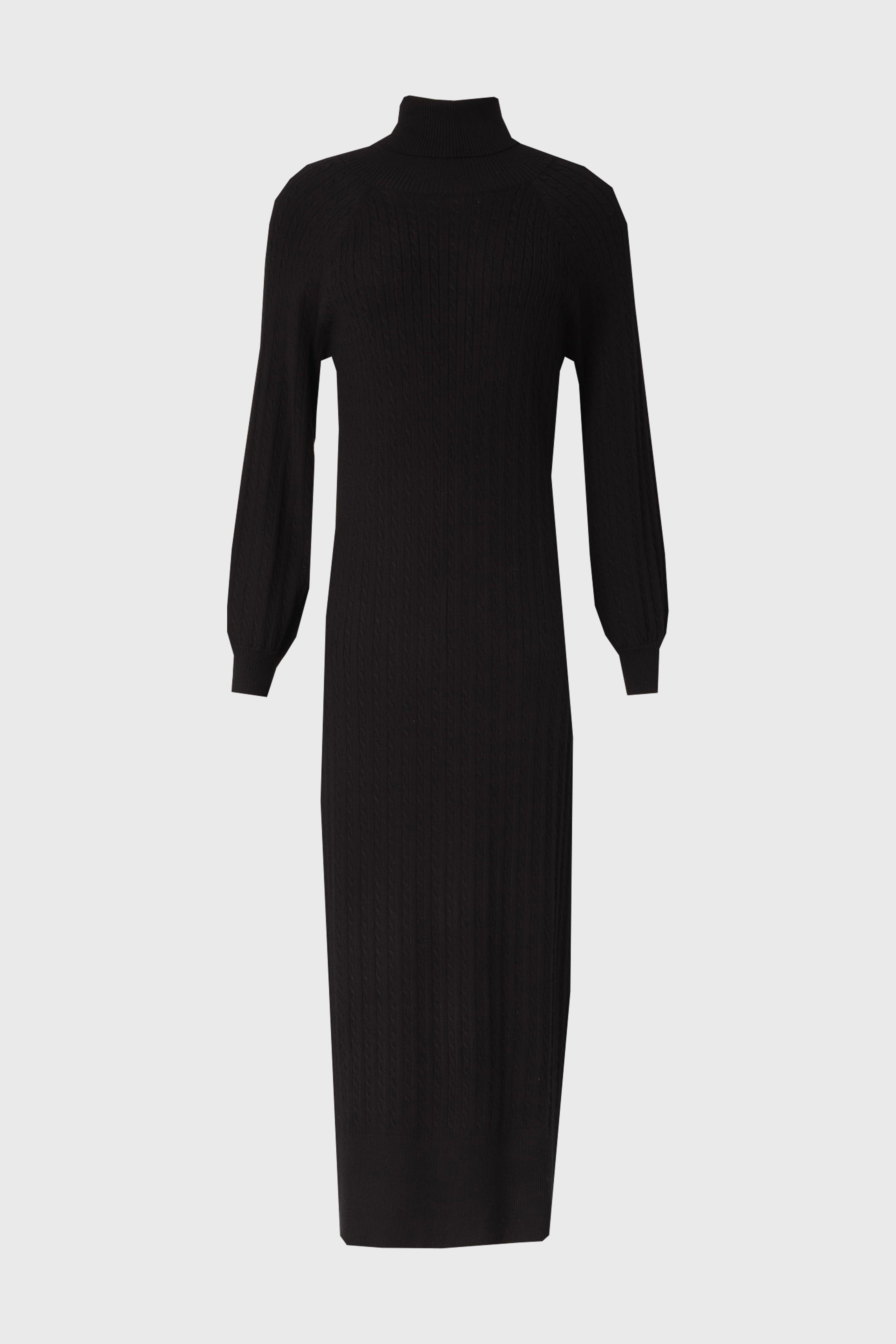 Black Turtleneck Cable Knit Maxi Dress