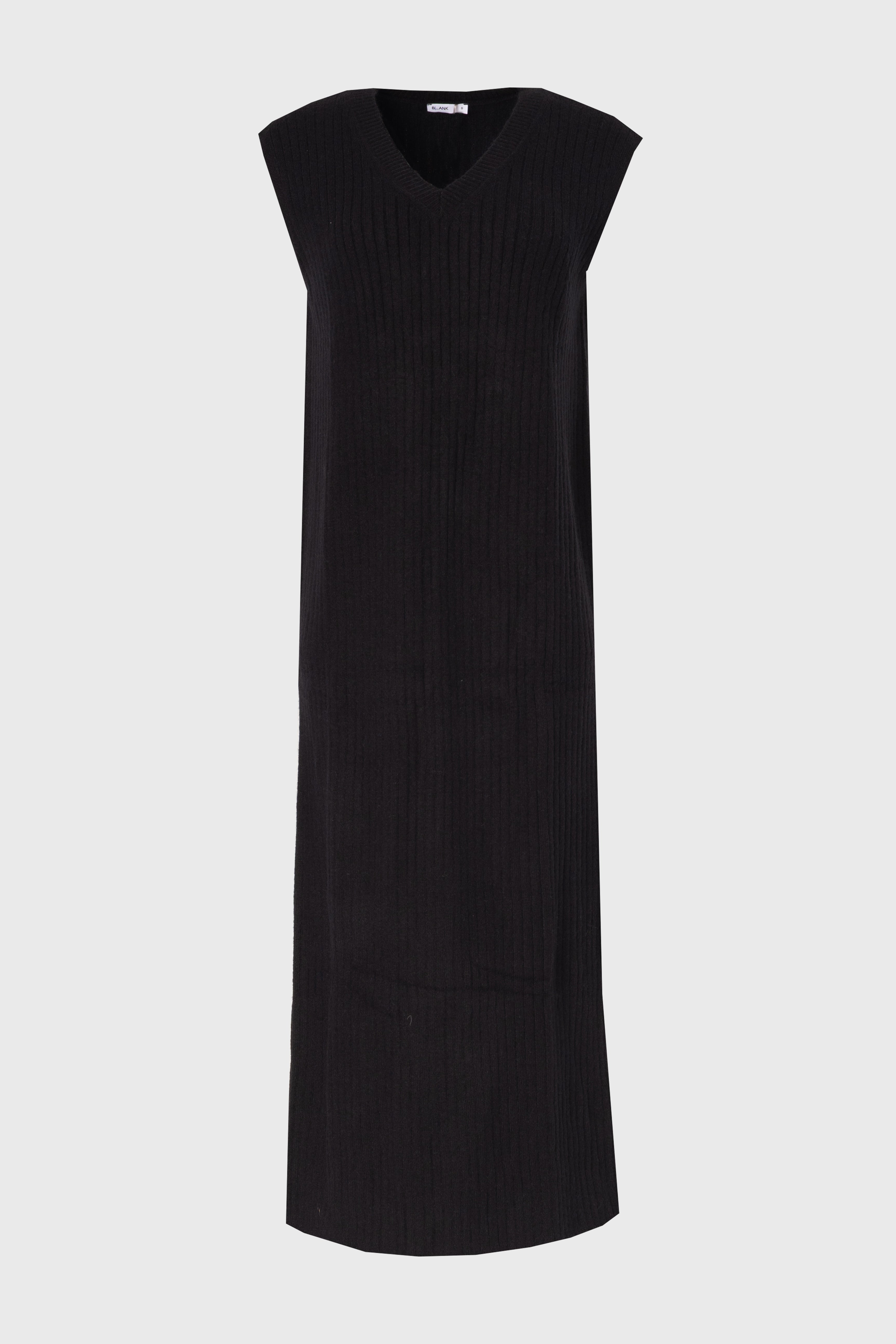 Black V Neck Knit Maxi Dress
