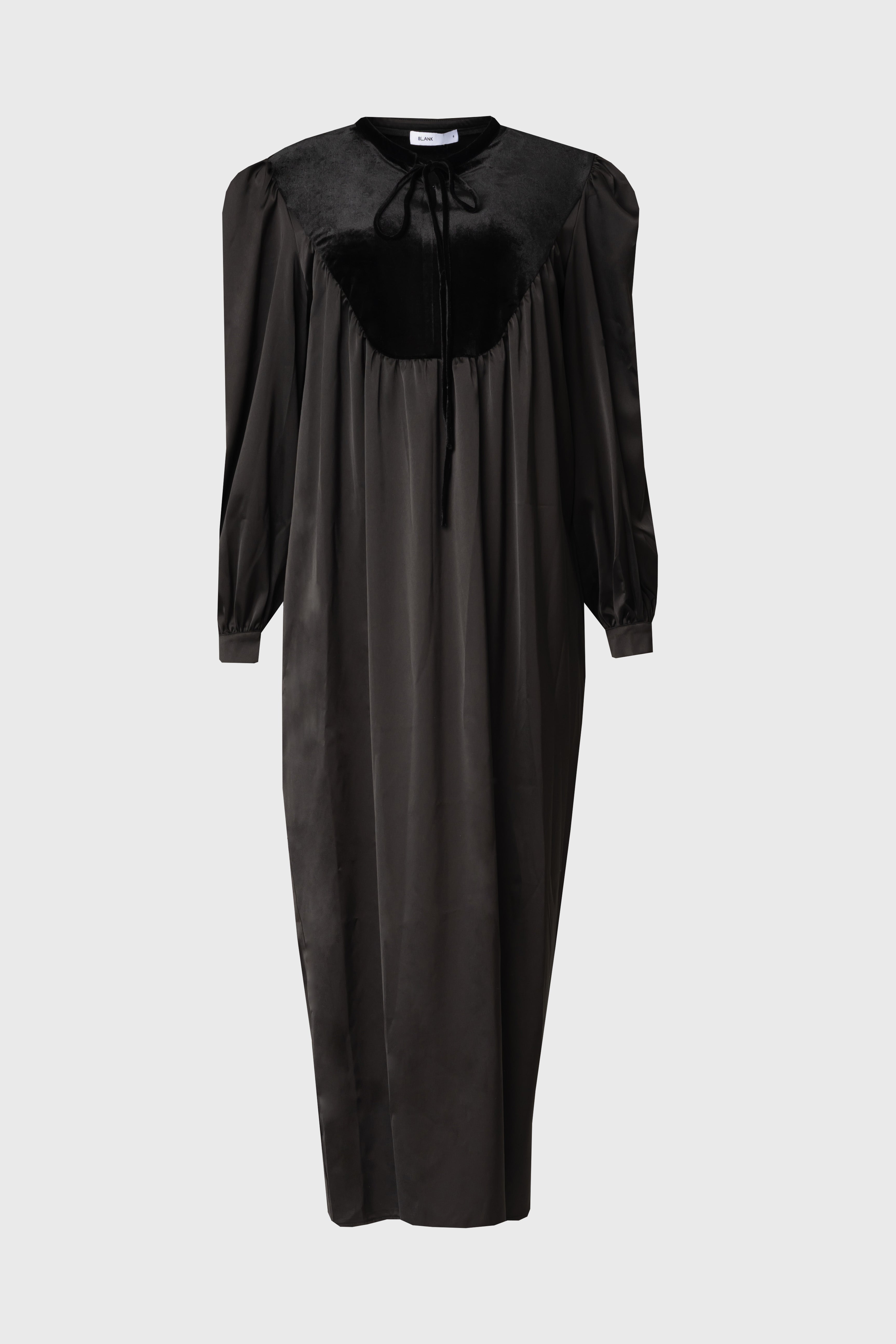 Black Velour Yoke Maxi Dress