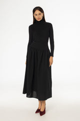 Black Velvet Dot Maxi Skirt