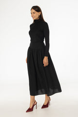 Black Velvet Dot Maxi Skirt