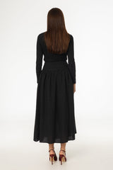Black Velvet Dot Maxi Skirt