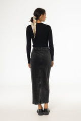 Black Wash Corduroy Skirt