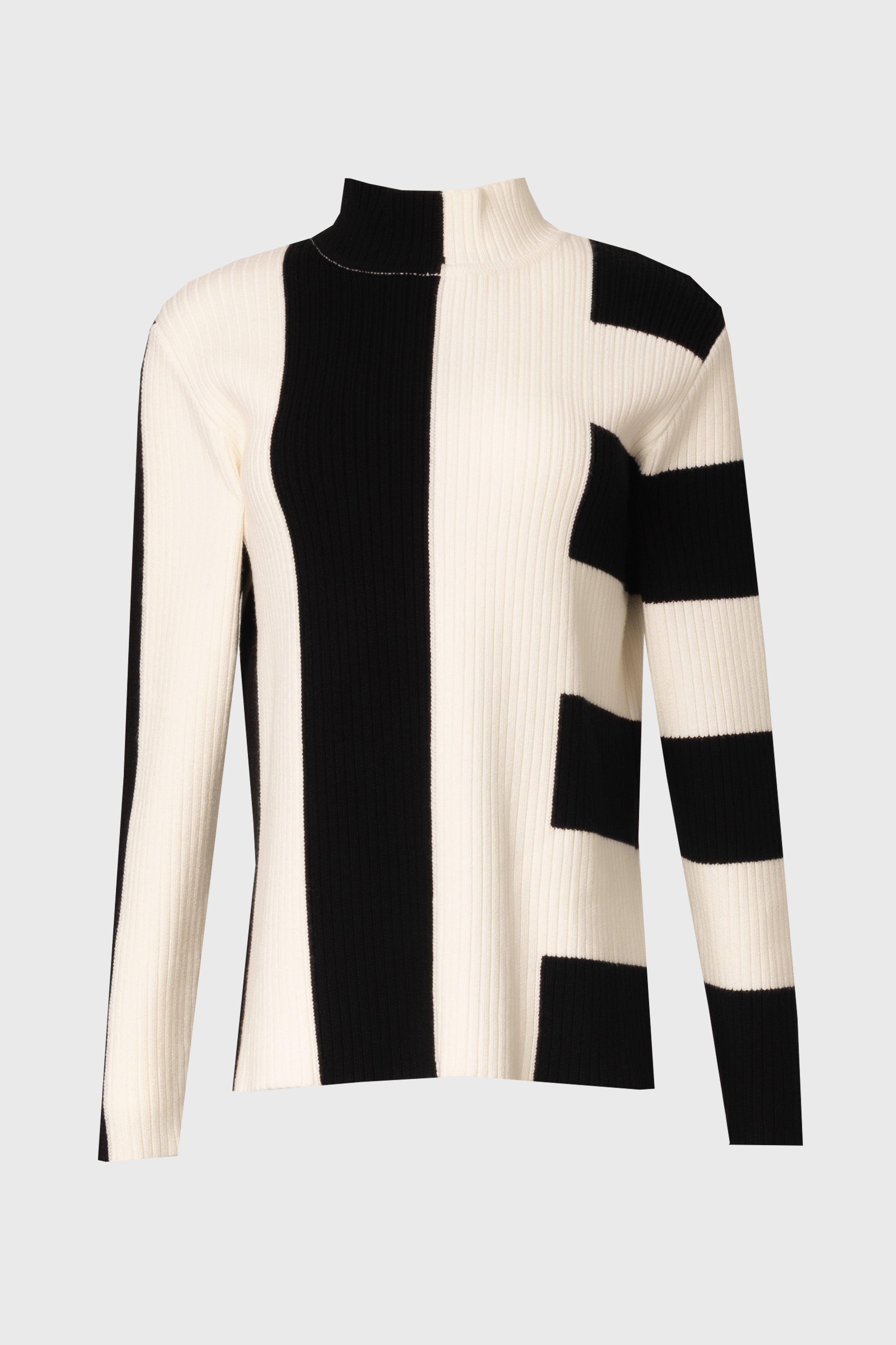 Black & White Knit Turtleneck Sweater