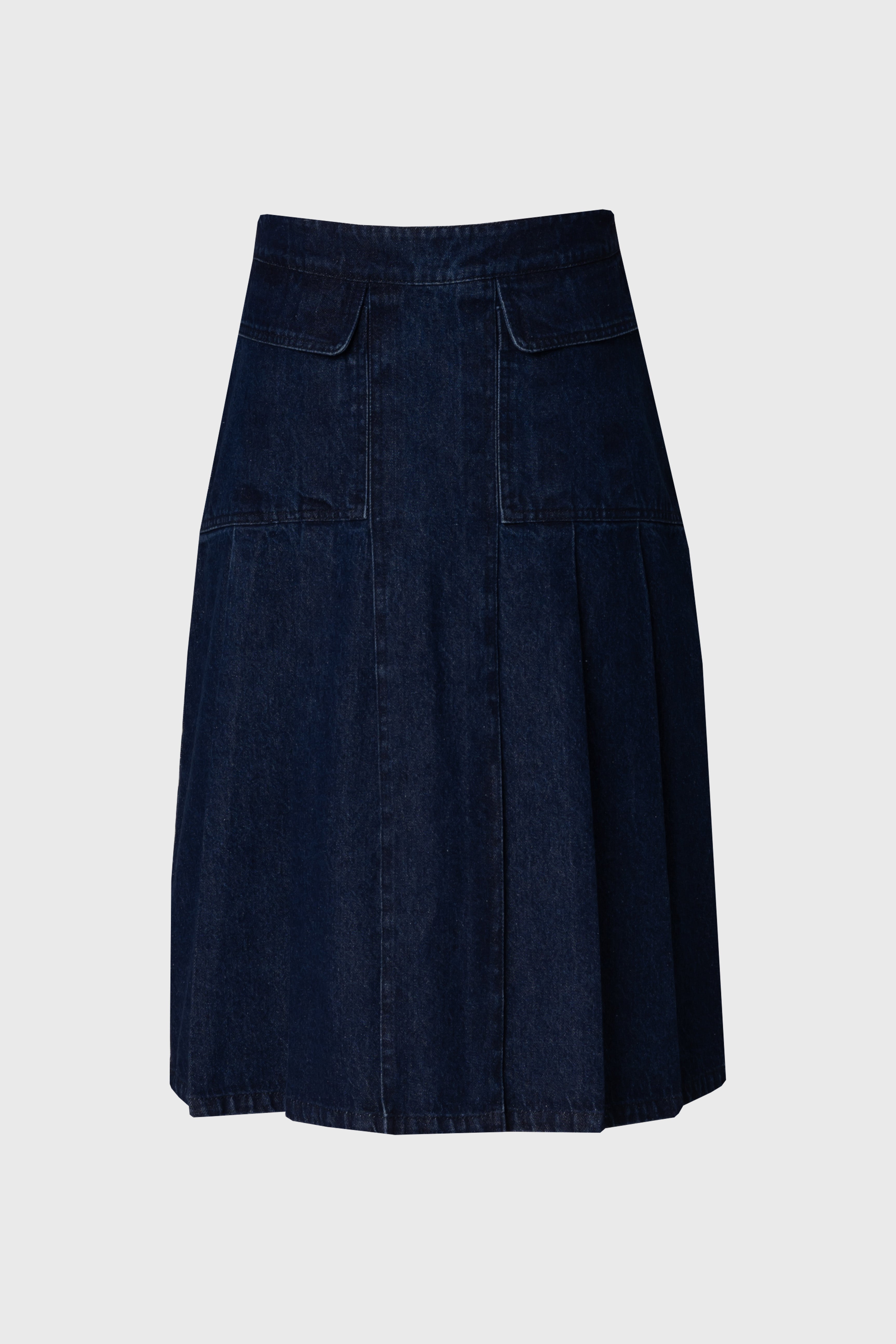 Blue Half Pleat Cargo Denim Skirt
