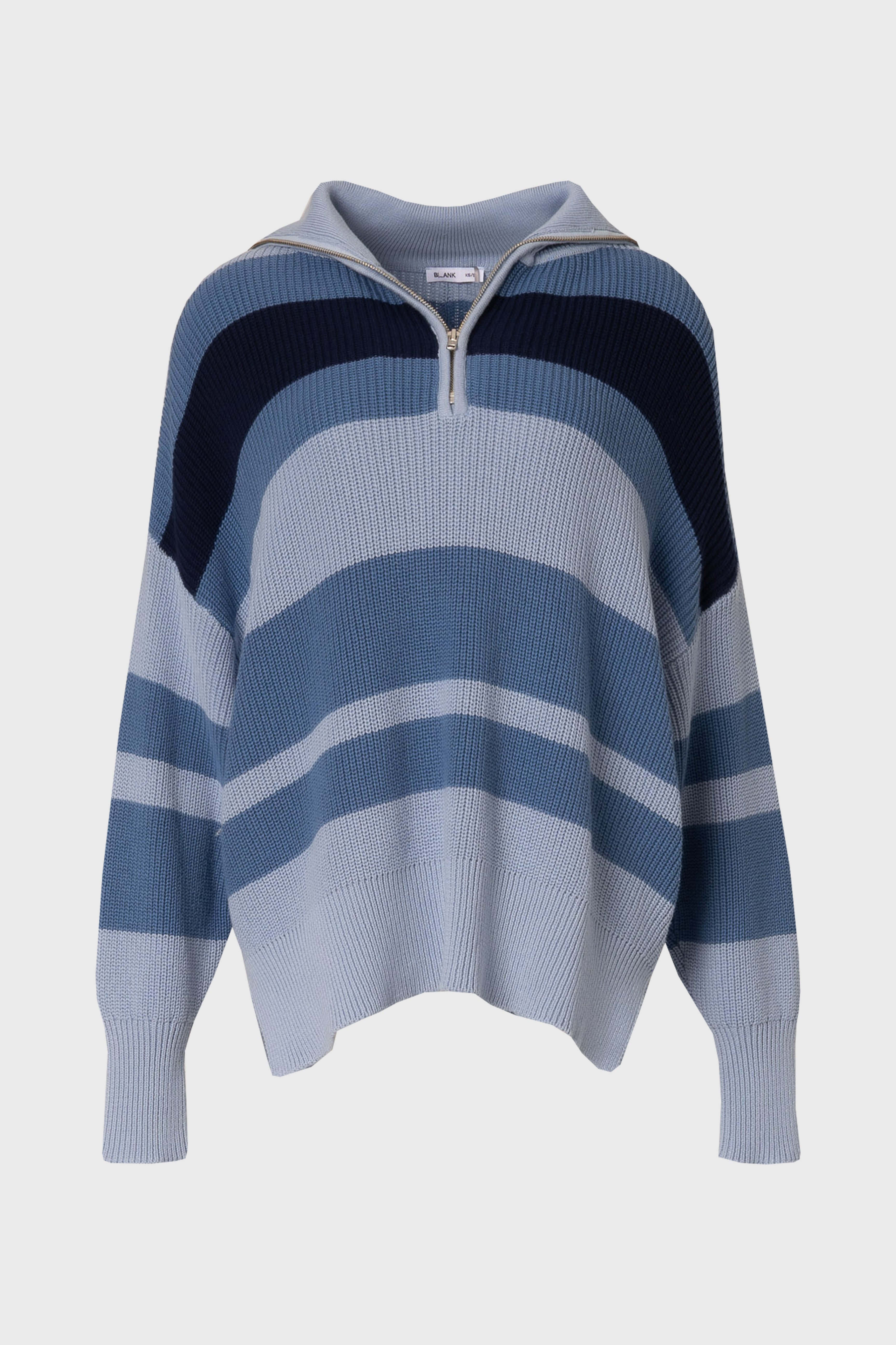 Blue Multi Stripe Collar Sweater