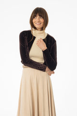 Brown Ribbed Velour Cardigan